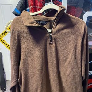 brown half zip up sweater